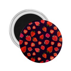 Strawberry On Black 2.25  Magnets