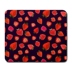 Strawberry On Black Large Mousepad by SychEva