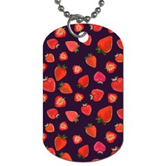 Strawberry On Black Dog Tag (Two Sides)