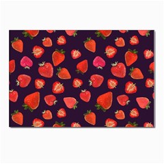 Strawberry On Black Postcard 4 x 6  (pkg Of 10) by SychEva