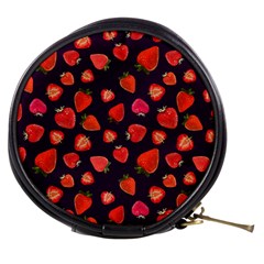 Strawberry On Black Mini Makeup Bag by SychEva