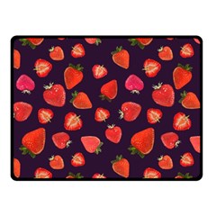 Strawberry On Black Fleece Blanket (small) by SychEva