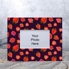 Strawberry On Black White Tabletop Photo Frame 4 x6  by SychEva