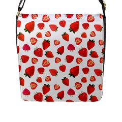 Strawberries Flap Closure Messenger Bag (l) by SychEva