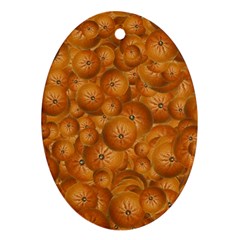 Fruity Fun Tangerine Print Pattern Oval Ornament (two Sides) by dflcprintsclothing