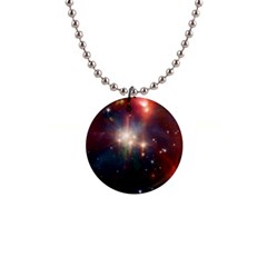 Astrology Astronomical Cluster Galaxy Nebula 1  Button Necklace by Jancukart