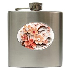 Sakura Flowers Flower Pink Blossom Spring Hip Flask (6 Oz) by Jancukart