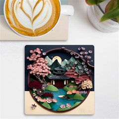 Japanese Garden Flowers Landscape UV Print Square Tile Coaster 