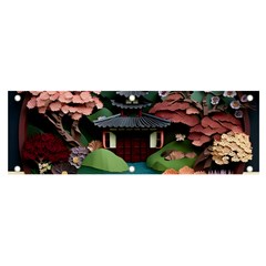 Japanese Garden Flowers Landscape Banner and Sign 6  x 2 