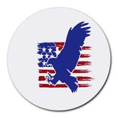 Usa Flag Eagle Symbol American Bald Eagle Country Round Mousepad by Wegoenart