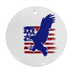 Usa Flag Eagle Symbol American Bald Eagle Country Round Ornament (two Sides) by Wegoenart