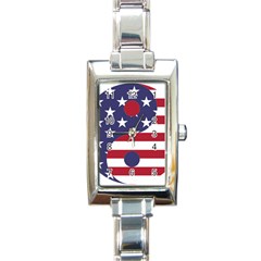 Yang Yin America Flag Abstract Art Asian Balance Rectangle Italian Charm Watch by Wegoenart