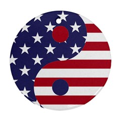 Yang Yin America Flag Abstract Art Asian Balance Ornament (round) by Wegoenart