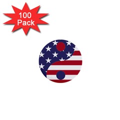 Yang Yin America Flag Abstract Art Asian Balance 1  Mini Buttons (100 Pack) 