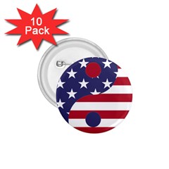 Yang Yin America Flag Abstract Art Asian Balance 1 75  Buttons (10 Pack) by Wegoenart