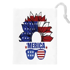 Usa Flag Sunglasses Usa Flag American Flag Flower Drawstring Pouch (4xl) by Wegoenart