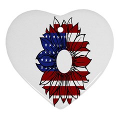 Us Flag Flower Sunshine Flag America Usa Heart Ornament (two Sides)