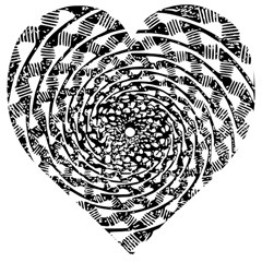 Illusions Abstract Black And White Patterns Swirls Wooden Puzzle Heart by Wegoenart