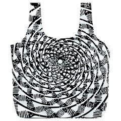 Illusions Abstract Black And White Patterns Swirls Full Print Recycle Bag (xxxl) by Wegoenart