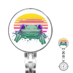 Frog Animal Sun Amphibian Figure Digital Art Stainless Steel Nurses Watch by Wegoenart