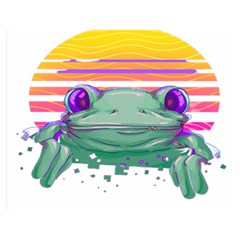 Frog Animal Sun Amphibian Figure Digital Art Two Sides Premium Plush Fleece Blanket (medium) by Wegoenart