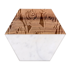 Roses-52 Marble Wood Coaster (hexagon) 