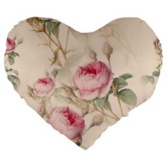Roses-58 Large 19  Premium Flano Heart Shape Cushions by nateshop