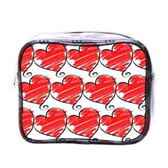 Seamless-heart-red Mini Toiletries Bag (one Side) by nateshop