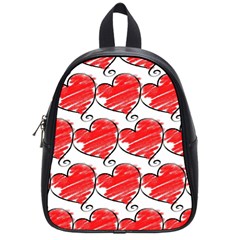 Seamless-heart-red School Bag (small) by nateshop