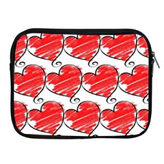Seamless-heart-red Apple Ipad 2/3/4 Zipper Cases by nateshop