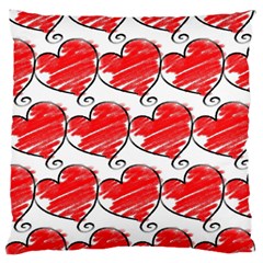 Seamless-heart-red Large Premium Plush Fleece Cushion Case (two Sides) by nateshop