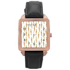 Carrot Rose Gold Leather Watch  by SychEva