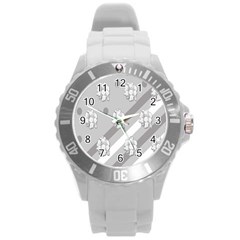 Strip-gray Round Plastic Sport Watch (l) by nateshop