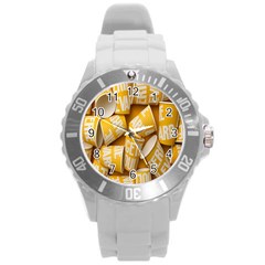 Yellow-cups Round Plastic Sport Watch (l) by nateshop