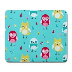 Owls Owl Bird Cute Animal Art Vector  Pattern Colorful Large Mousepad by Salman4z