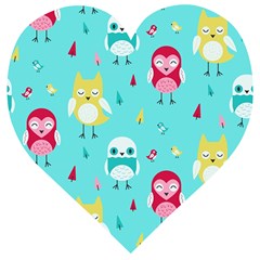 Owls Owl Bird Cute Animal Art Vector  Pattern Colorful Wooden Puzzle Heart by Salman4z
