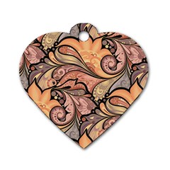 Colorful Background Artwork Pattern Floral Patterns Retro Paisley Dog Tag Heart (two Sides)