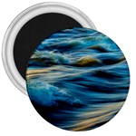 Waves Wave Water Blue Sea Ocean Abstract 3  Magnets Front