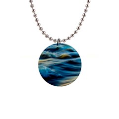 Waves Wave Water Blue Sea Ocean Abstract 1  Button Necklace