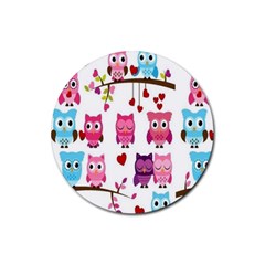 Owl Pattern Rubber Coaster (round)