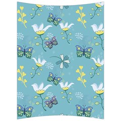 Butterflies Flowers Blue Background Spring Pattern Back Support Cushion by Ravend