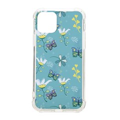 Butterflies Flowers Blue Background Spring Pattern Iphone 11 Pro 5 8 Inch Tpu Uv Print Case