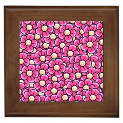 Pattern Scrapbooking Flowers Bloom Decorative Framed Tile by Ravend