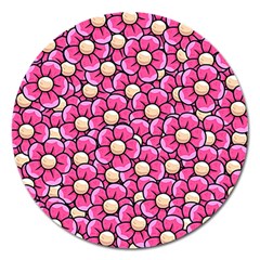 Pattern Scrapbooking Flowers Bloom Decorative Magnet 5  (round)