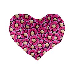 Pattern Scrapbooking Flowers Bloom Decorative Standard 16  Premium Flano Heart Shape Cushions