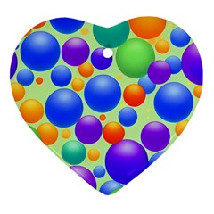 Background Pattern Design Colorful Bubbles Heart Ornament (two Sides)