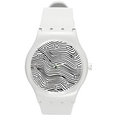 Black And White Cartoon Coloring Round Plastic Sport Watch (m) by Ravend