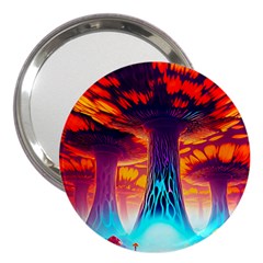 Sci-fi Fantasy Art Painting Colorful Pattern 3  Handbag Mirrors