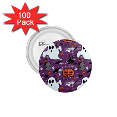 Pumpkin Ghost Witch Hat Halloween Sketch Holiday 1 75  Buttons (100 Pack) 