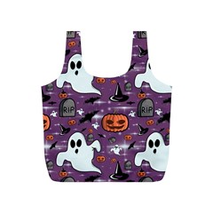 Pumpkin Ghost Witch Hat Halloween Sketch Holiday Full Print Recycle Bag (s)